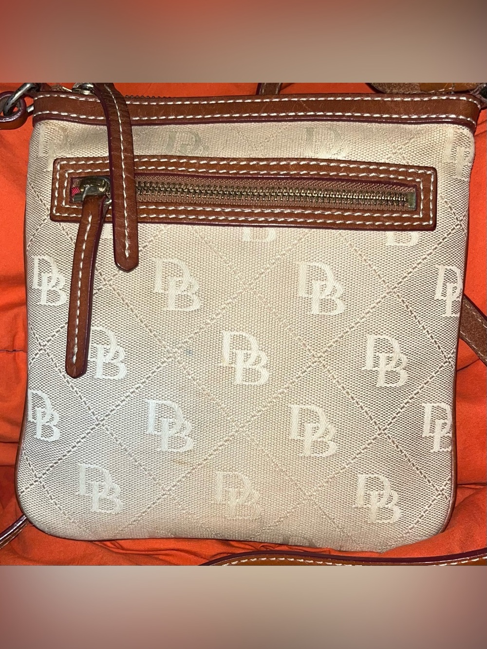 Dooney & Bourke Beige Crossbody With Adjustable Strap